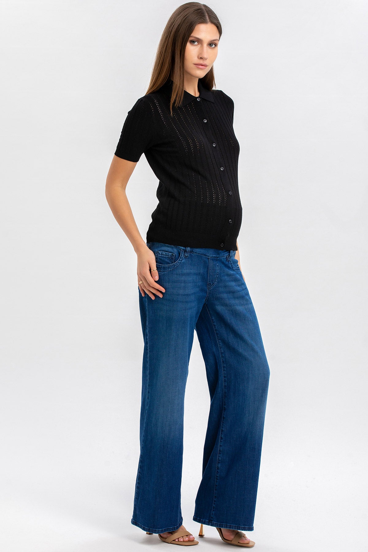 THALIA | Black Maternity Top with Collar