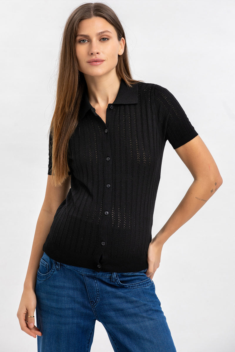  Maglia Premaman Nera con Colletto