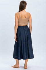 ORTHENSIA | Gonna Premaman Midi con Tasche Blu Denim