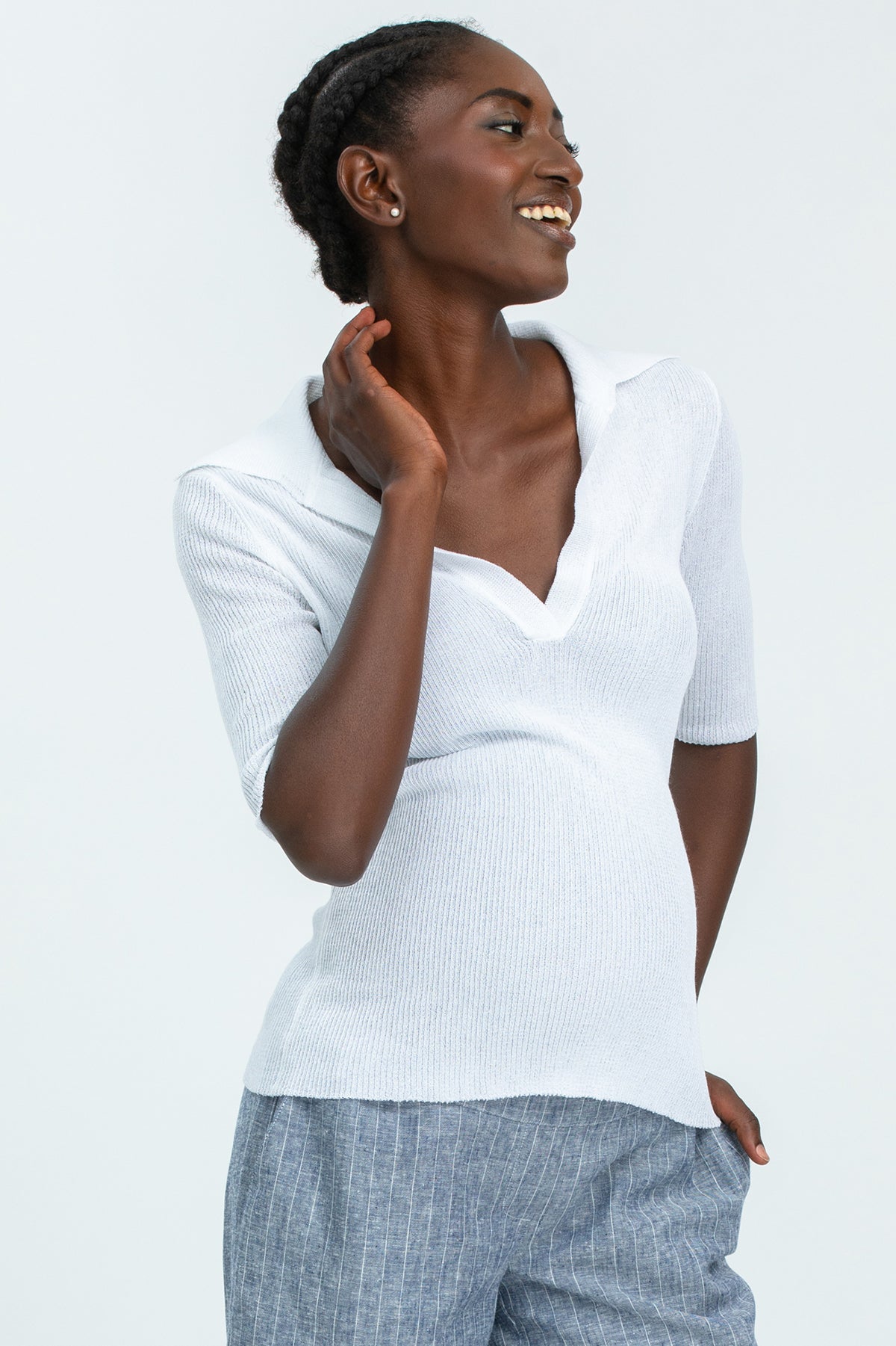 BURANO | Top Premaman Bianco con Colletto