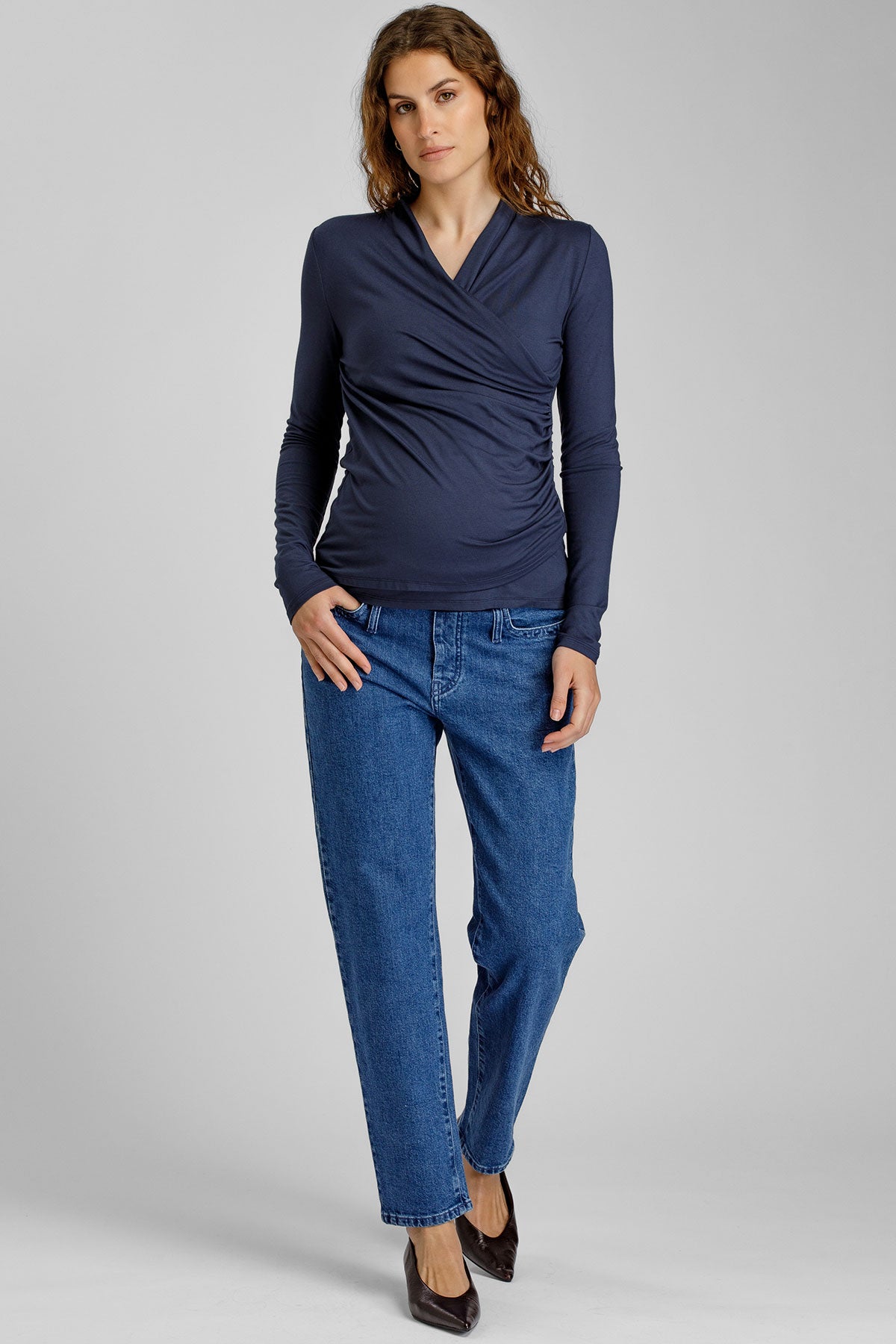Maglia Premaman comoda e confortevole con Scollo a V in Morbido Bambù