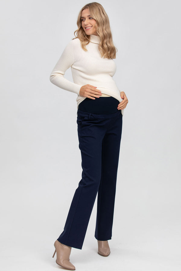COMFY LEO | Straight Leg Maternity Pants in Blue Milano