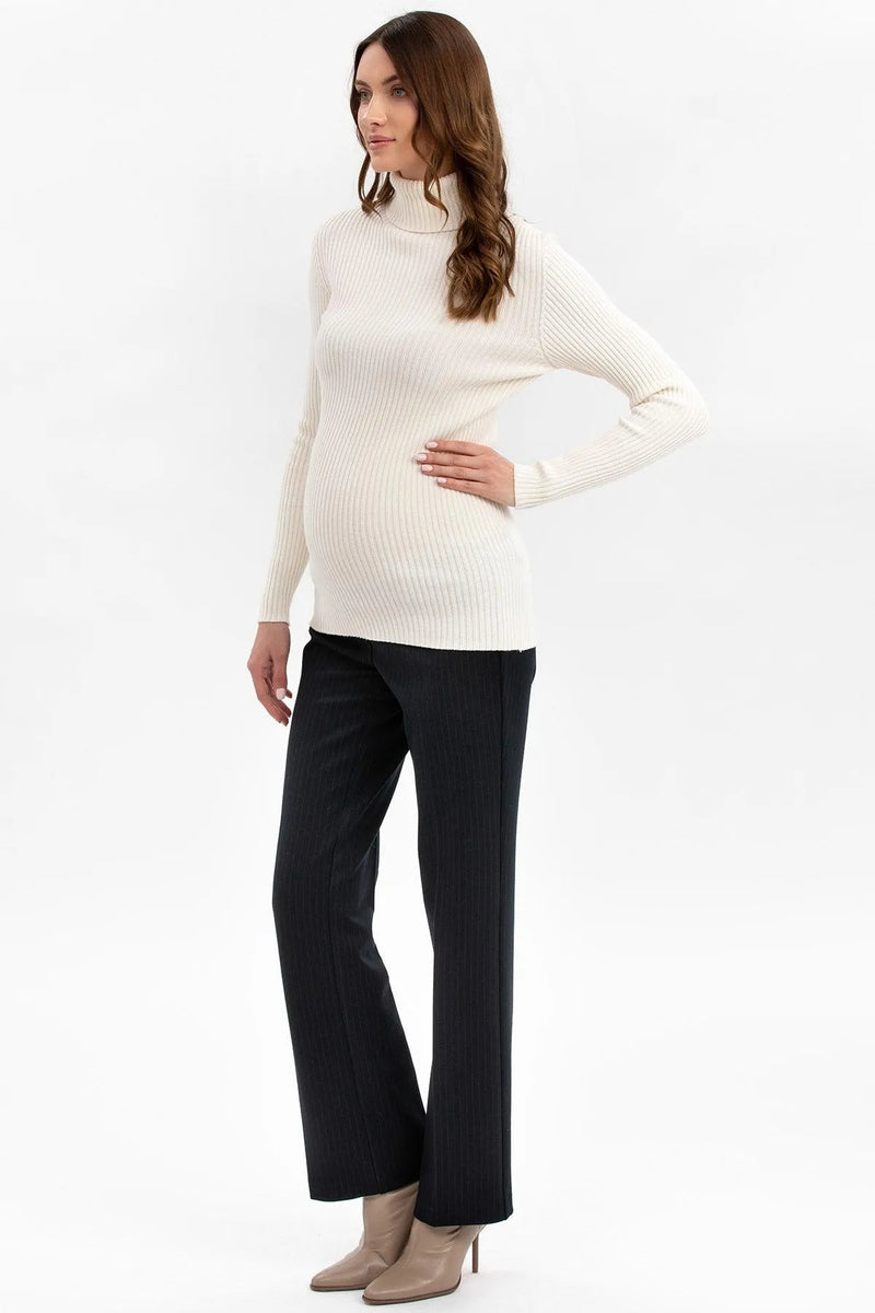 NOAH | Straight Leg Maternity Pants with Pinstripe Pattern