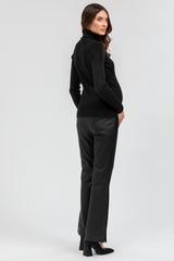 BRAD | Flared Maternity Pants in Black Vegan Leather