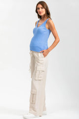 GEORGE | Pantaloni Premaman Stile Cargo in Lino Beige - Pietro Brunelli