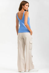 GEORGE | Pantaloni Premaman Stile Cargo in Lino Beige - Pietro Brunelli