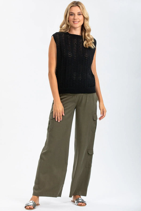CHARLIE | Pantaloni Premaman Stile Cargo in Tencel - Pietro Brunelli