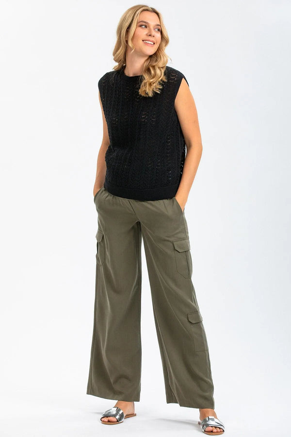 CHARLIE | Pantaloni Premaman Stile Cargo in Tencel - Pietro Brunelli