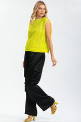 FINN | Pantaloni Premaman Cargo in Satin Nero - Pietro Brunelli