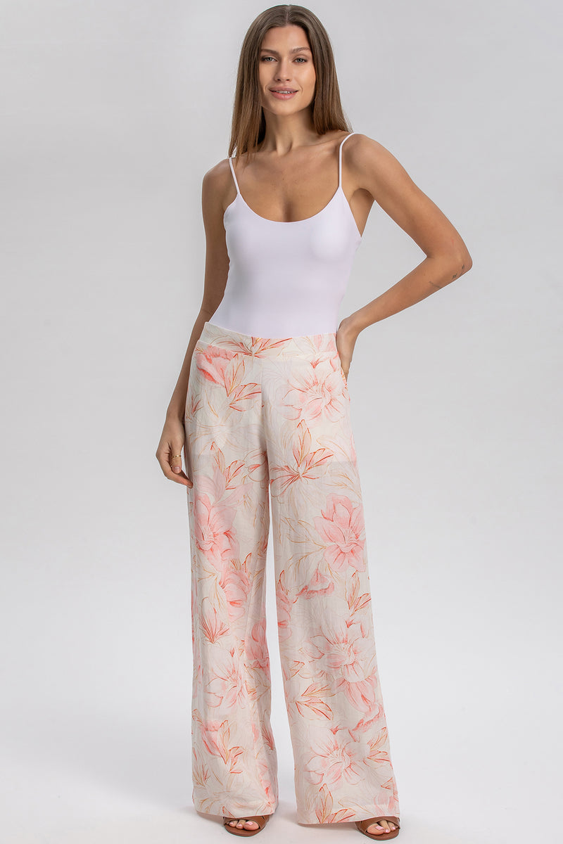 VEGA QA36 | Pantaloni in Tessuto Ramié Stampato