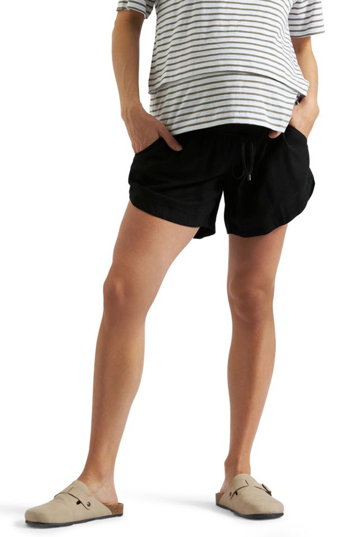 BYRON | Black Maternity Linen Shorts