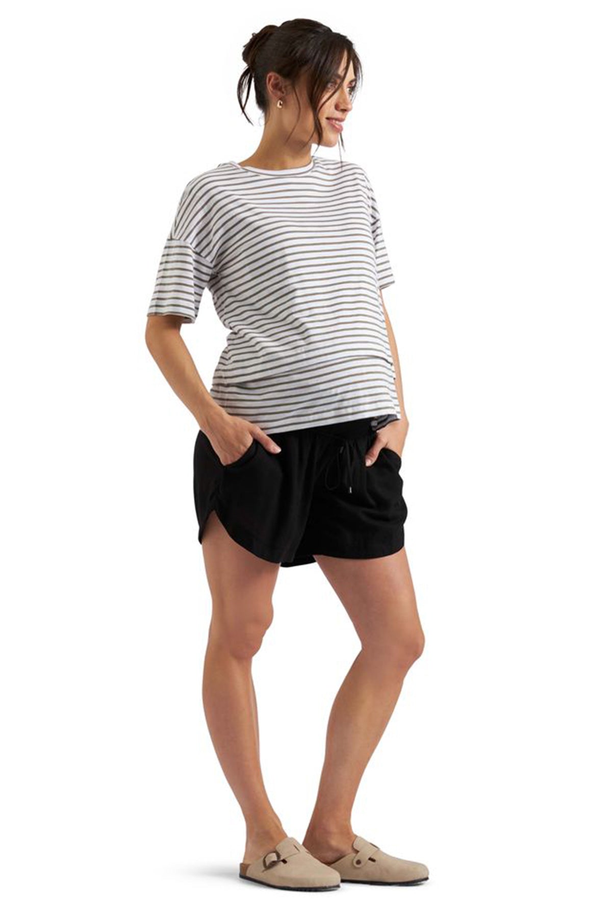 BYRON | Shorts Premaman Neri in Lino
