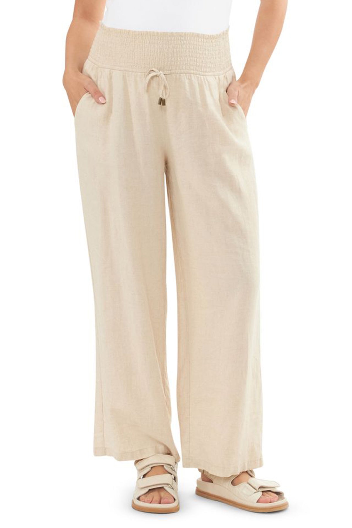 INDI | Beige Maternity Linen Pants