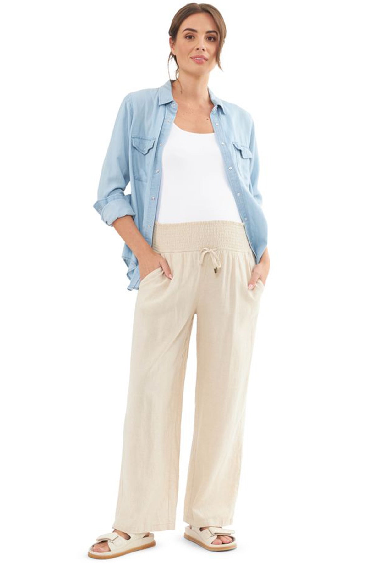 INDI | Pantaloni Premaman in Lino Beige