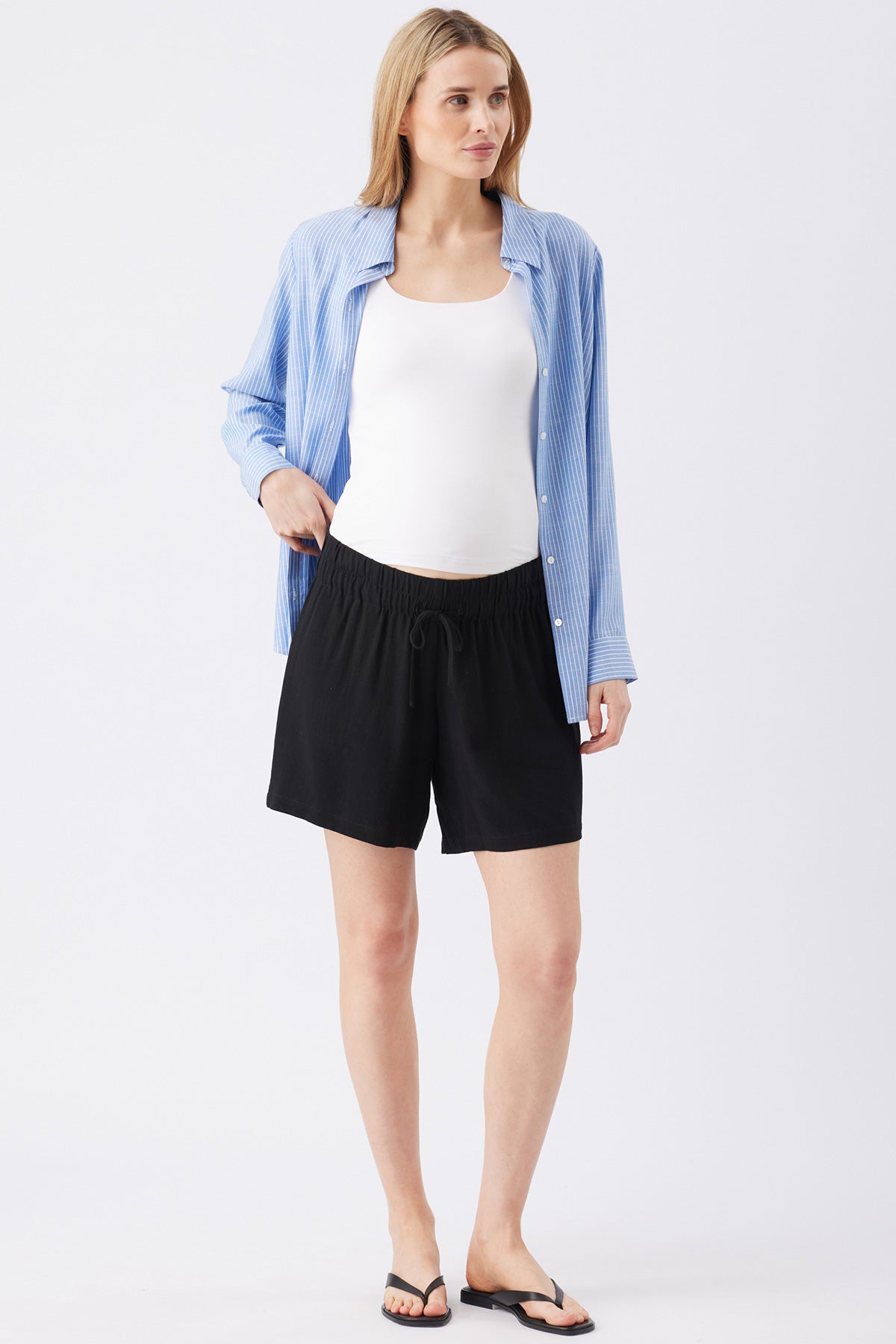 MAE | Black Maternity Linen Shorts