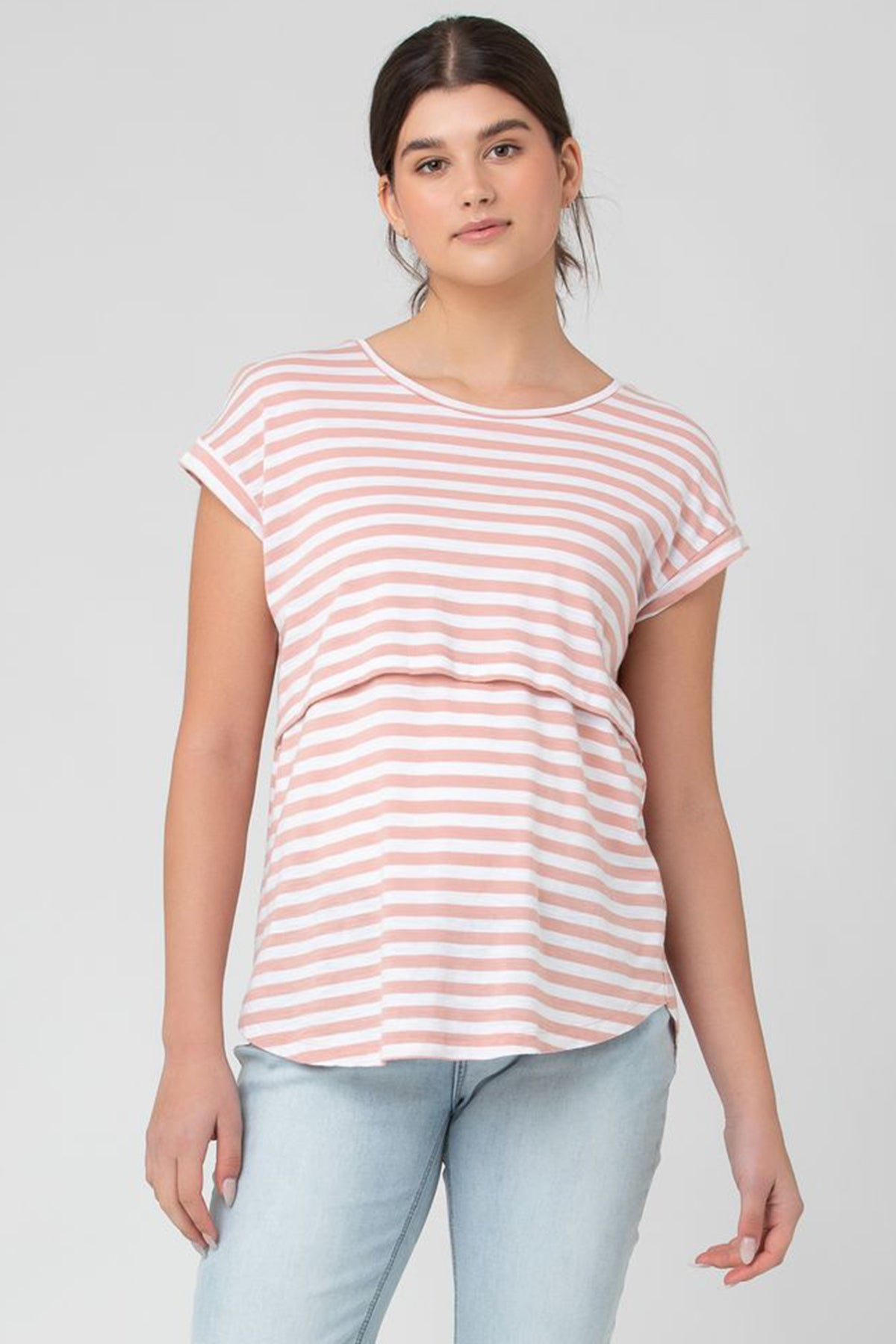 LIONEL | Pink Stripe Maternity and Nursing T-Shirt