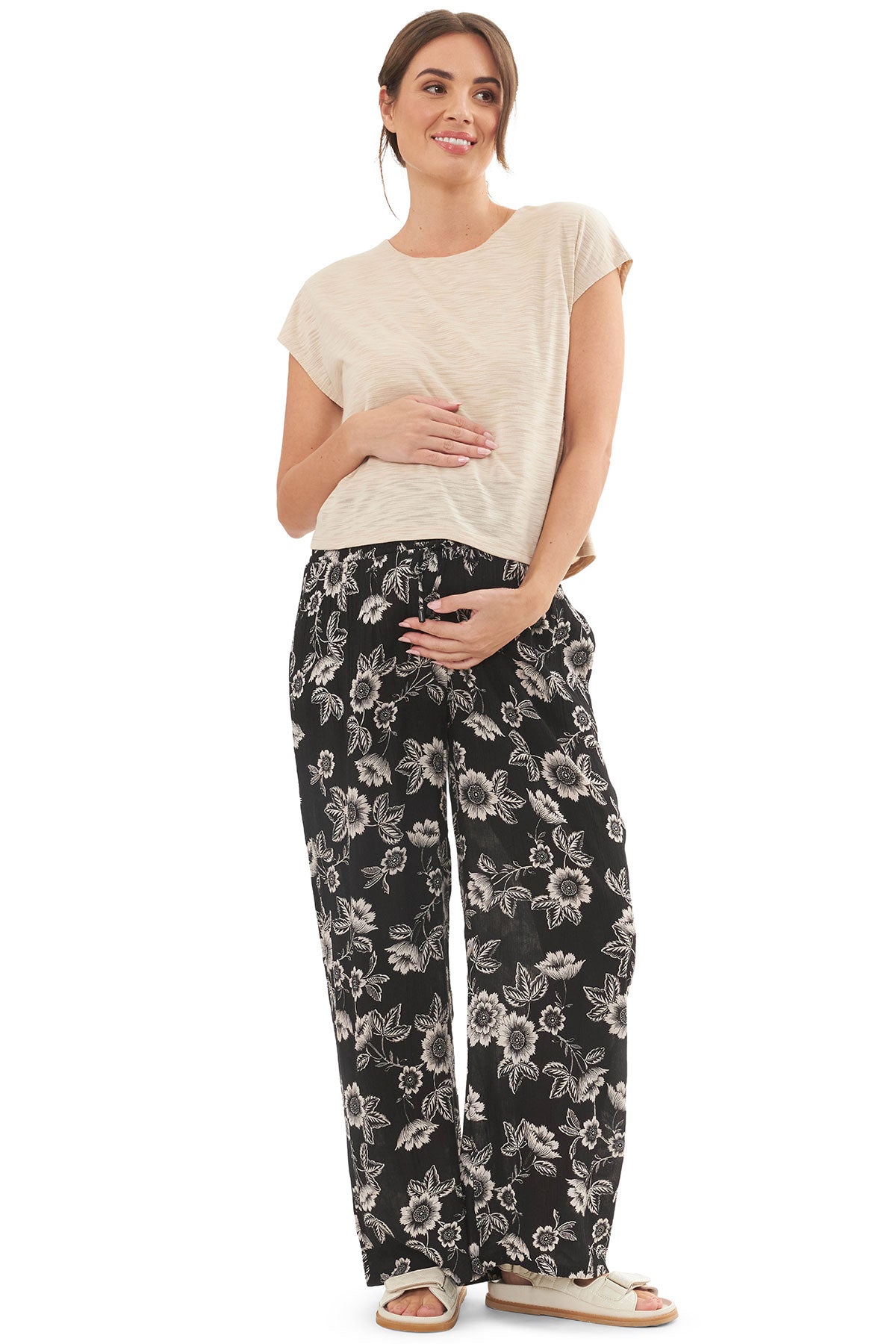 JAZMIN | Beige Maternity and Nursing T-Shirt