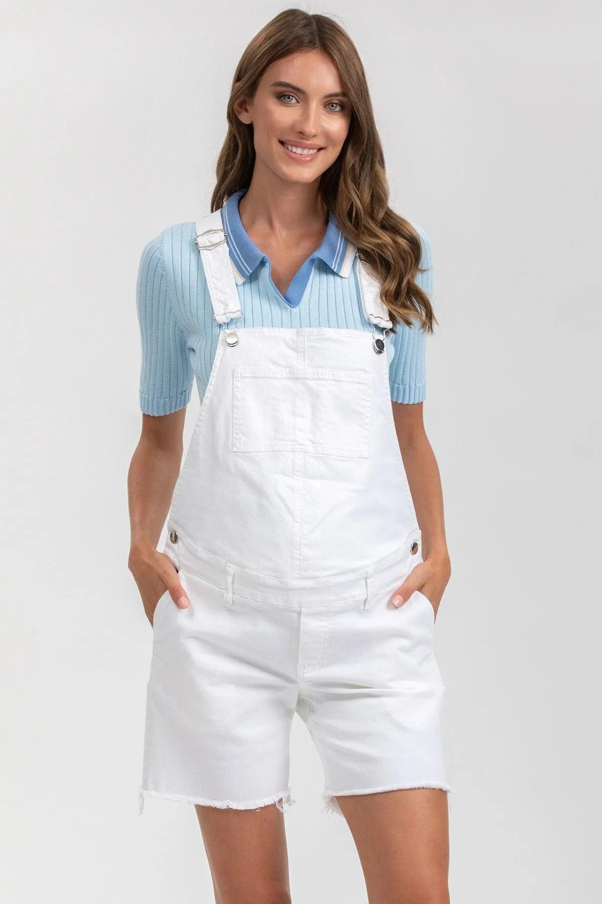 VICTORIA | Salopette Premaman in Denim Bianco - Pietro Brunelli