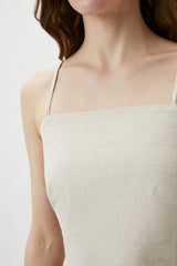 KORA | Beige Linen Cropped Top