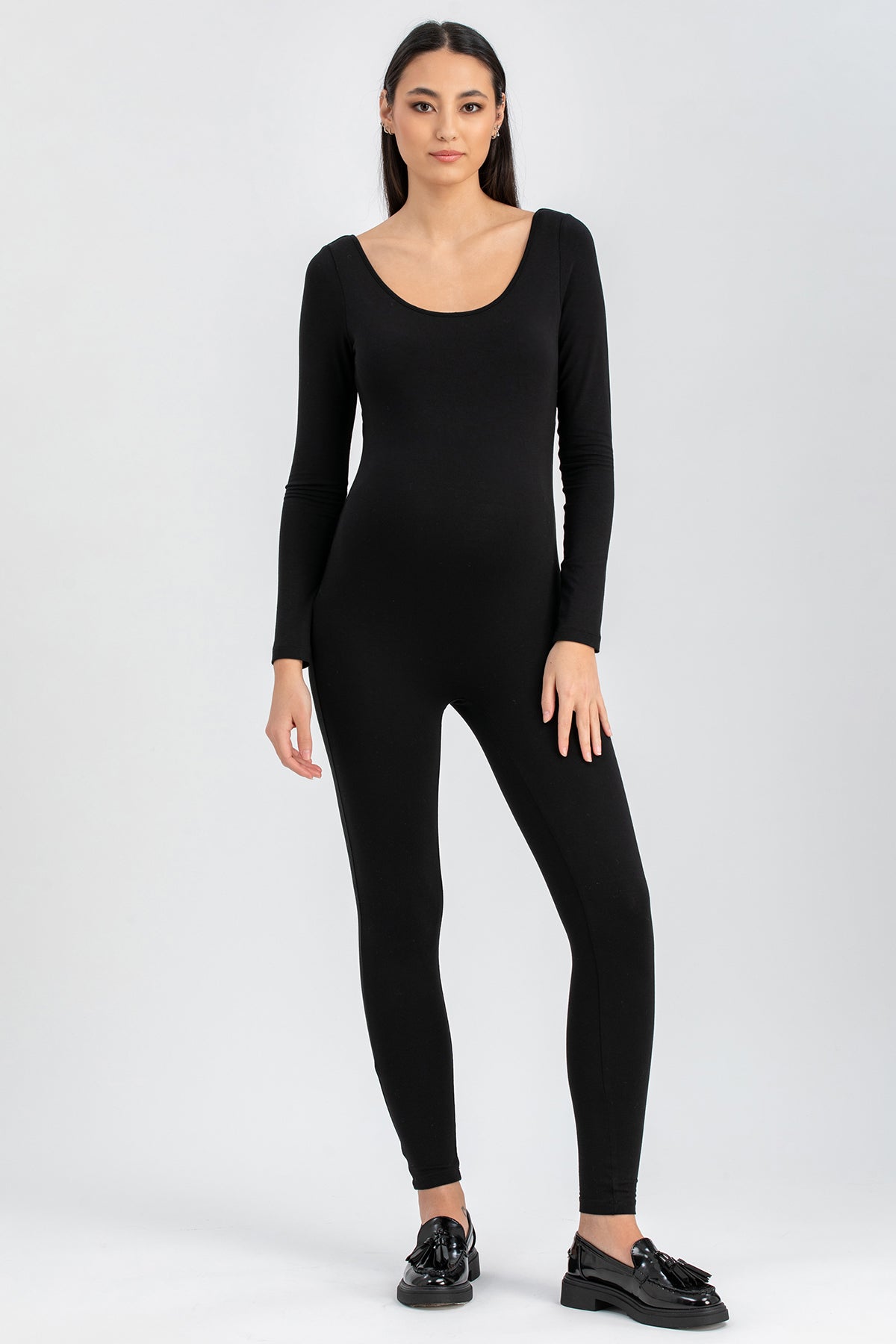 MADDY | Tuta Premaman Nera a Maniche Lunghe in Morbido Bambù