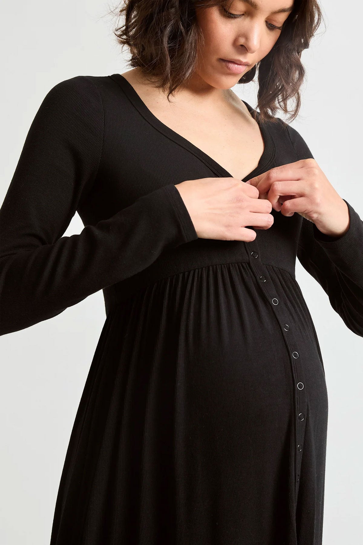 The Softest Rib Nursing Dress | Black