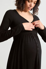 The Softest Rib Nursing Dress | Black
