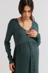 The Softest Rib Nursing Dress | Pine