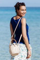 MARIE | Top Premaman e Allattamento Blu Smanicato - Pietro Brunelli