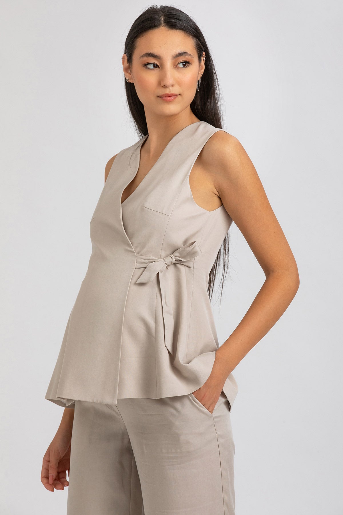 Gilet Premaman con chiusura kimono