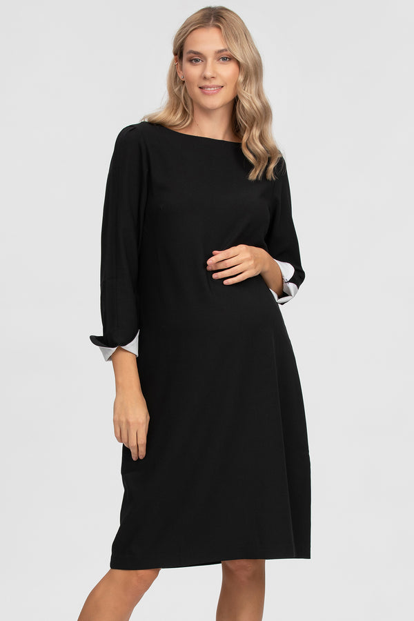 CORSO VERCELLI | Black Maternity Dress with Contrasting Cuffs