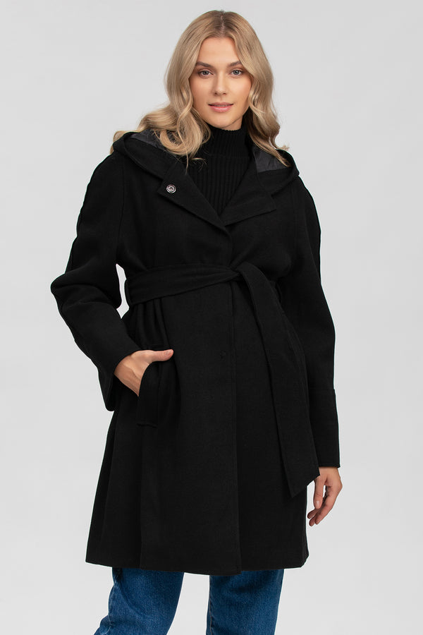 DIVINA | Black Maternity Coat with Cuffs