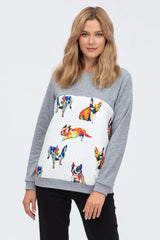 SANTA MONICA | Maternity and Nursing Sweater with French Bulldogs Pattern