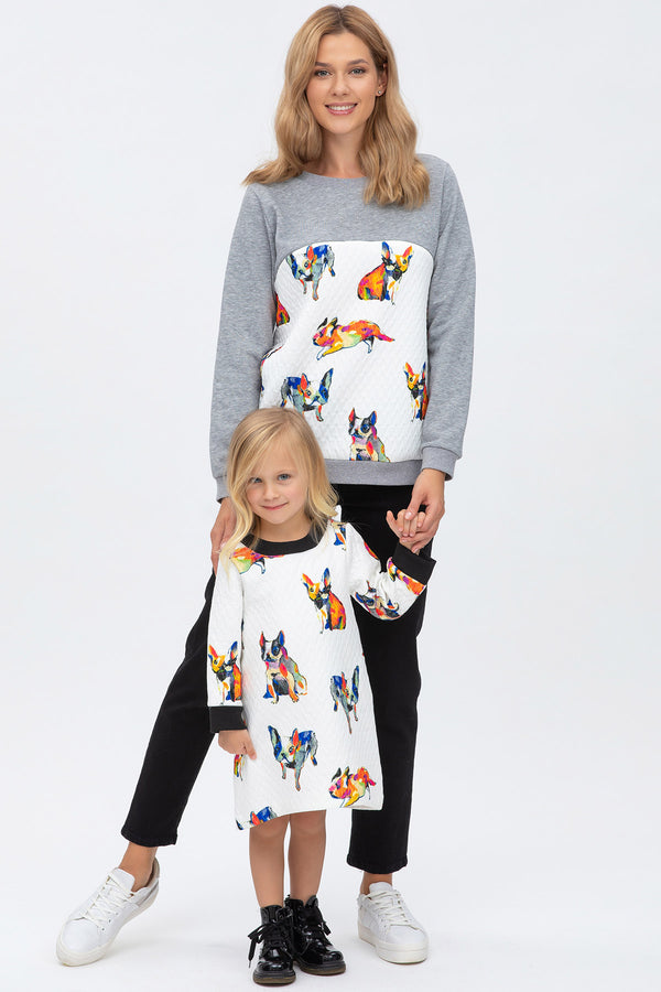 BRERA BABY | Abito Bambina con Stampa French Bulldogs