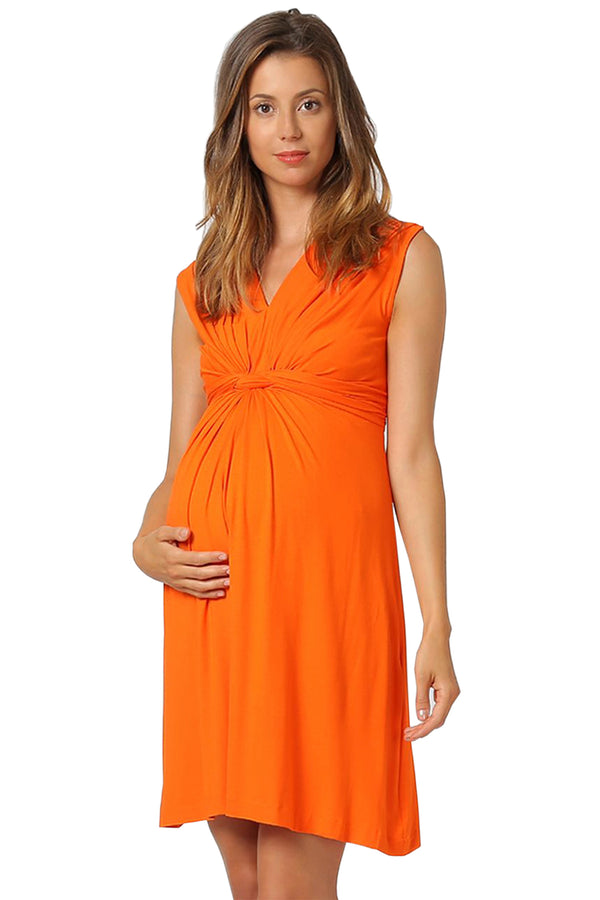 PAPAVER | Maternity Dress with Elegant Knot in Orange