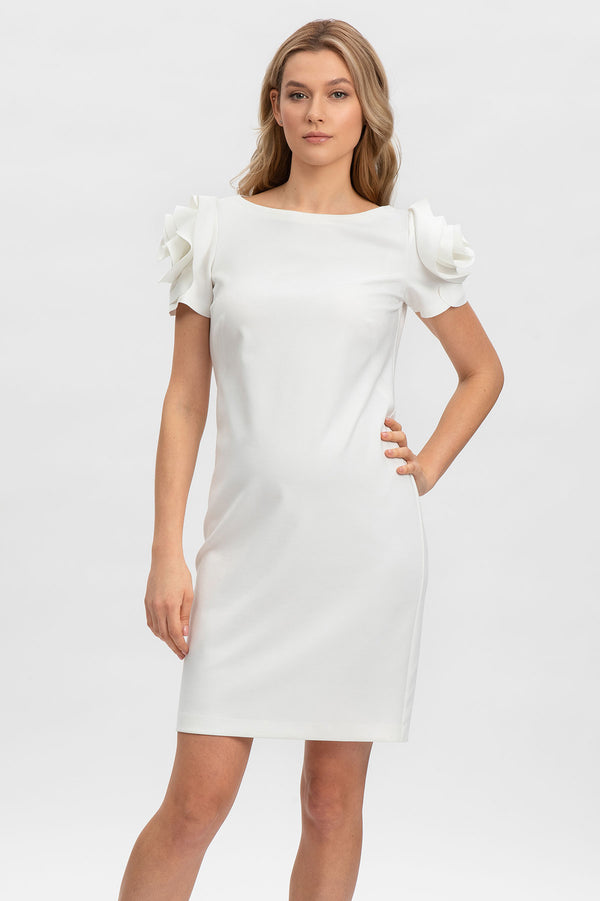 CAPRI | White Maternity Dress in Milano Stitch