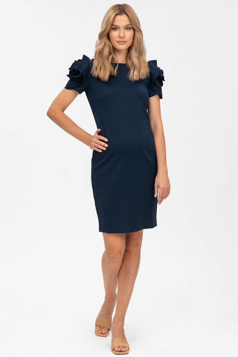 CAPRI | Dark Blue Maternity Dress in Milano Stitch