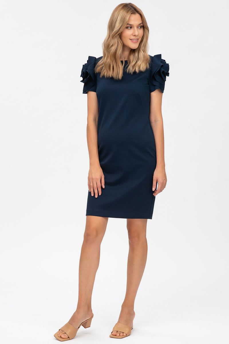 CAPRI | Dark Blue Maternity Dress in Milano Stitch