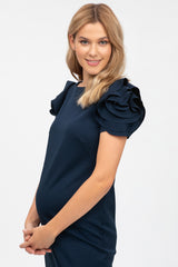 CAPRI | Dark Blue Maternity Dress in Milano Stitch