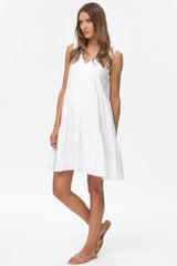 MELODY | White V-Neck Maternity Dress