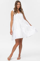 MELODY | White V-Neck Maternity Dress