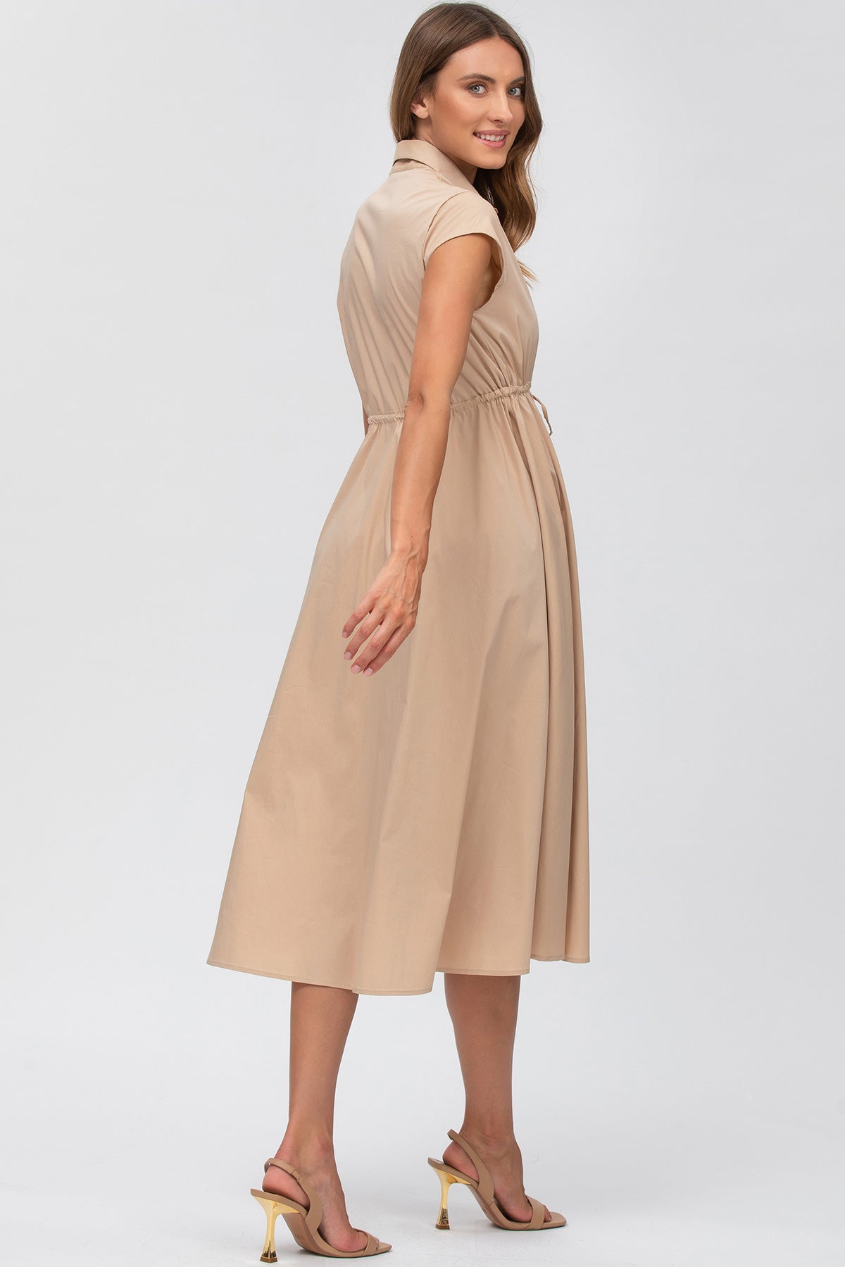CELESTE | Abito Premaman e Allattamento in Cotone Beige