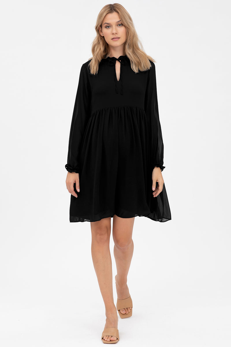 MATILDE | Black Maternity and Nursing Dress in Chiffon