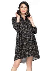 Mini abito premaman con collo a camicia e scollo a V