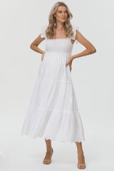 CHLOÉ | Long White Maternity Dress in Cotton
