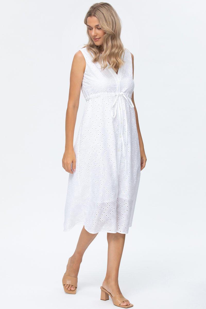 GRETA | Sleeveless Maternity Dress in Sangallo Lace