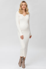 CARA | White Maternity Dress with V-neck