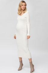 CARA | White Maternity Dress with V-neck