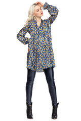 SKINNY ECOPELLE | Pantalone blu con fascia elastica