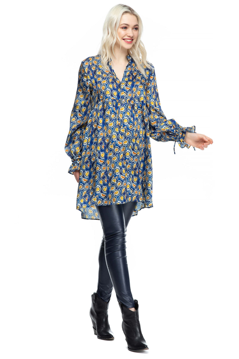 SKINNY ECOPELLE | Pantalone blu con fascia elastica