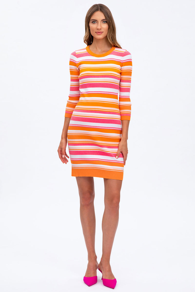 LOVE | Abito Premaman Aderente a Righe Rosa e Arancio